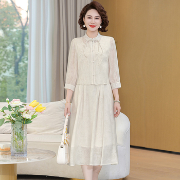 Két ruhából álló virágos ruhaszett, poliészter 95%+, középméretű hossz, városi stílus, tavasz 2025