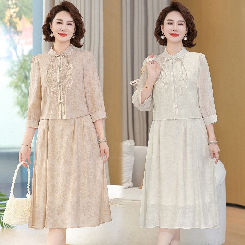 Két ruhából álló virágos ruhaszett, poliészter 95%+, középméretű hossz, városi stílus, tavasz 2025