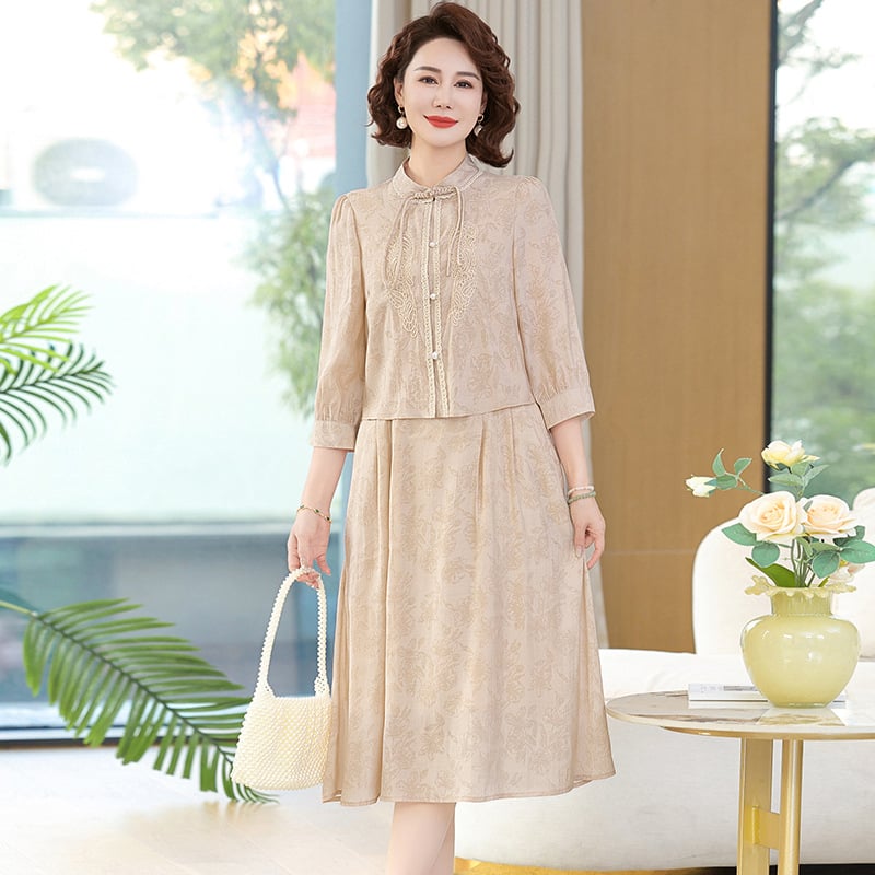 Két ruhából álló virágos ruhaszett, poliészter 95%+, középméretű hossz, városi stílus, tavasz 2025