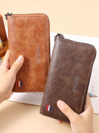 Muški PU kožni dugački novčanik s više mjesta za kartice, džep za novčiće, džep za telefon, poliester podstava