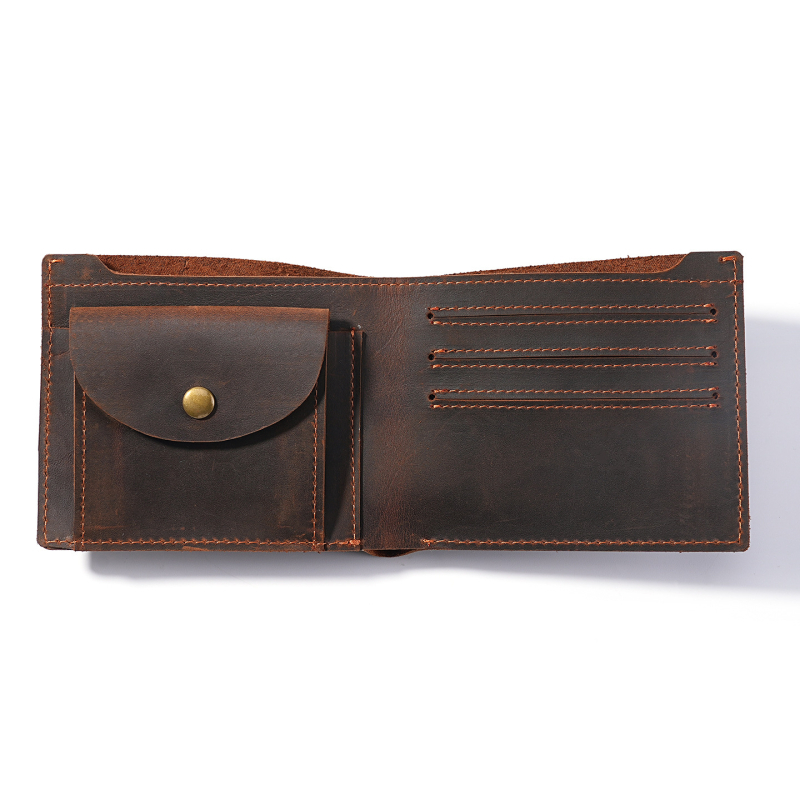 Férfi valódi bőr horizontális pénztárca, első réteg marhabőrből, aprópénztárca, ultra könnyű, vízálló, kibővíthető kapacitás, 2025 téli kiadás