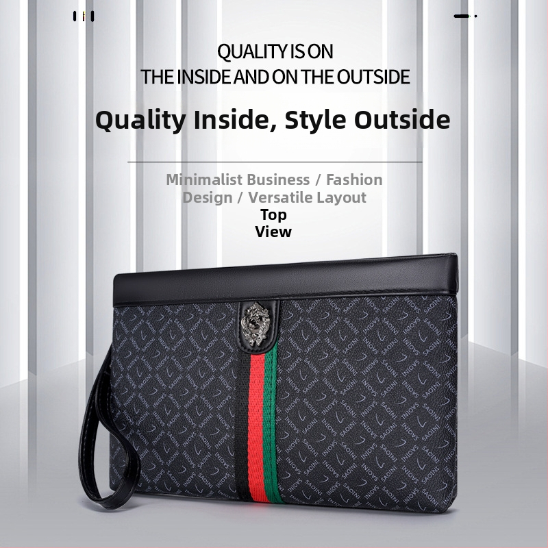 Mužská PU clutch taška, vodotesná, vzor písmen, podšívka polyester, pre obchodné cesty