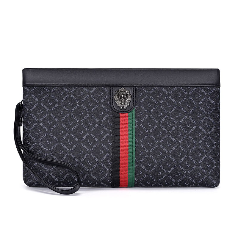 Muška PU clutch torba, vodootporna, uzorak slova, podstava od poliestera, za poslovna putovanja