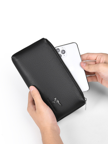 Férfiaknak szánt clutch táska valódi bőrből, első réteg borjúbőrből, ultra könnyű, kopásálló, mindennapi üzleti használatra