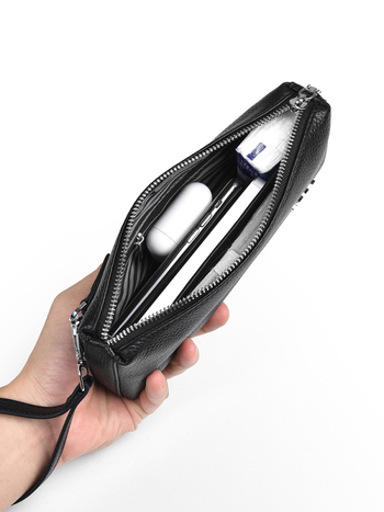Férfiaknak szánt clutch táska valódi bőrből, első réteg borjúbőrből, ultra könnyű, kopásálló, mindennapi üzleti használatra