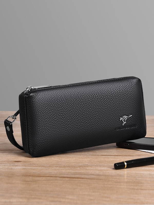 Férfiaknak szánt clutch táska valódi bőrből, első réteg borjúbőrből, ultra könnyű, kopásálló, mindennapi üzleti használatra