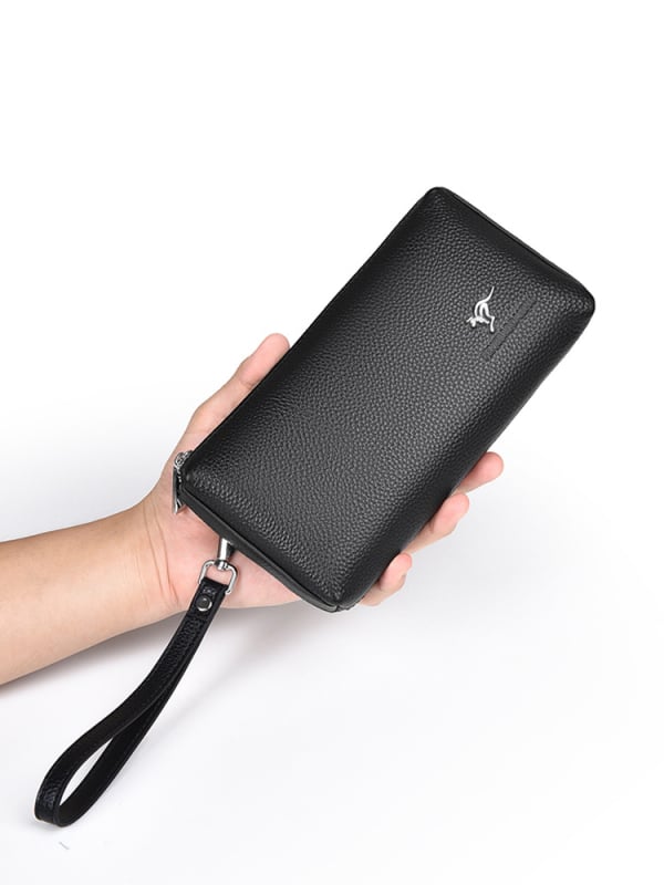 Férfiaknak szánt clutch táska valódi bőrből, első réteg borjúbőrből, ultra könnyű, kopásálló, mindennapi üzleti használatra