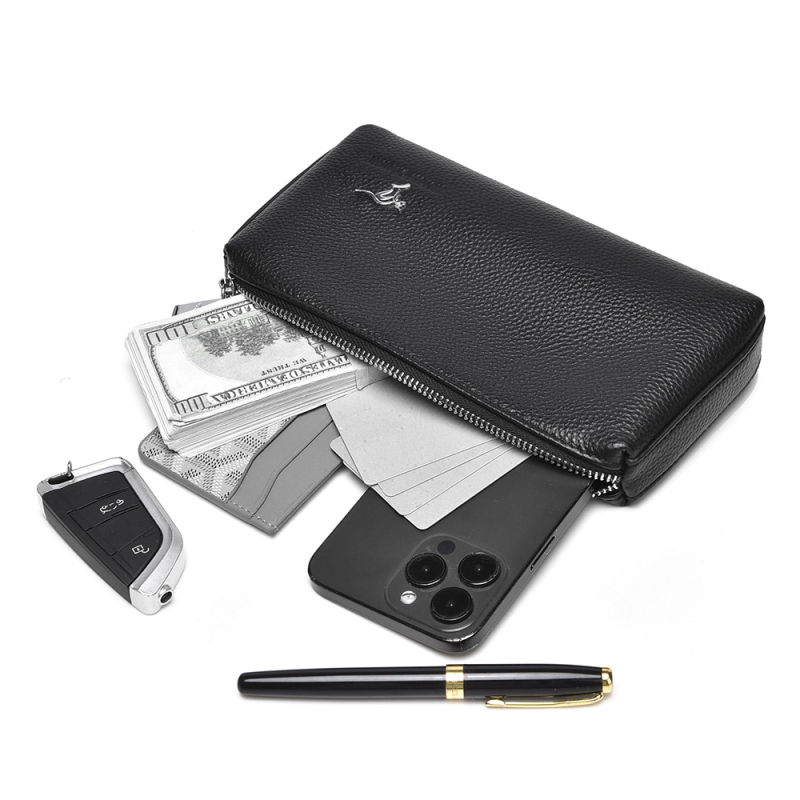 Férfiaknak szánt clutch táska valódi bőrből, első réteg borjúbőrből, ultra könnyű, kopásálló, mindennapi üzleti használatra