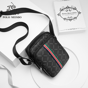 Férfi crossbody táska - PVC anyag, vízálló, csíkos mintázat, bélés valódi bőrrel, üzleti utazásokhoz