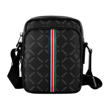 Férfi crossbody táska - PVC anyag, vízálló, csíkos mintázat, bélés valódi bőrrel, üzleti utazásokhoz