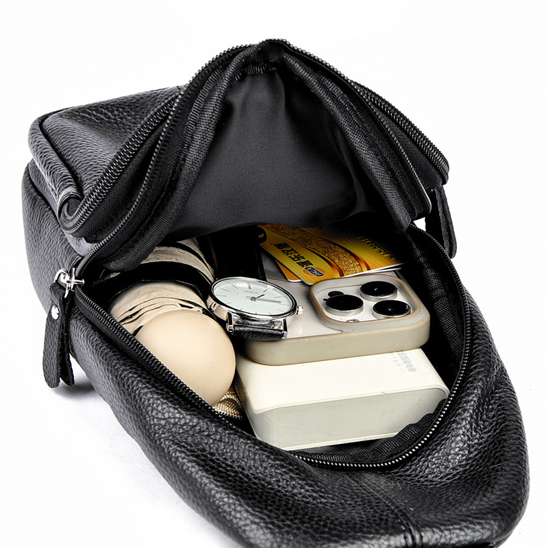 Férfi mellkasi táska, urban minimalist tervezés, PU anyag, 8 hüvelykes laptophoz, egyszínű