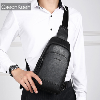 CaecnKoen férfi mellkas táska, városi egyszerű stílus, valódi bőr, napi használat