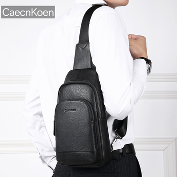 CaecnKoen férfi mellkas táska, városi egyszerű stílus, valódi bőr, napi használat