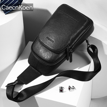 CaecnKoen férfi mellkas táska, városi egyszerű stílus, valódi bőr, napi használat