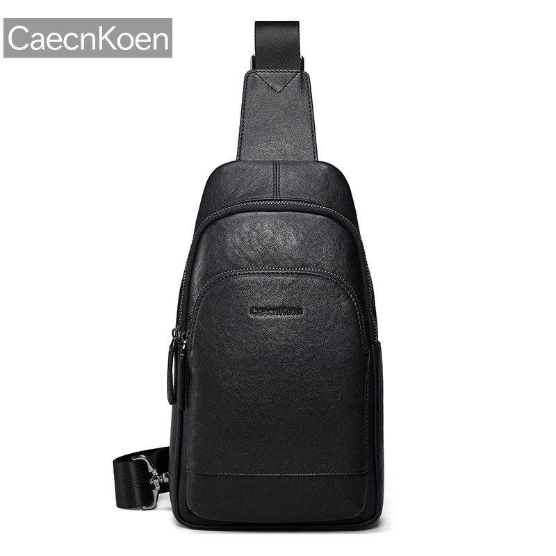 CaecnKoen férfi mellkas táska, városi egyszerű stílus, valódi bőr, napi használat
