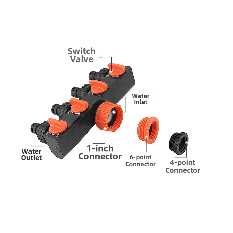 Lexia Záhradný vodný rozdeľovač so 4 výstupmi a spínačom, vstup 1, výstupy 4, pre vonkajšie zavlažovanie