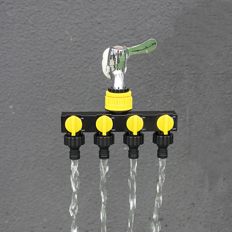 Lexia Διανομέας νερού κήπων με τέσσερις εξόδους και διακόπτη, είσοδος 1, έξοδοι 4, για εξωτερική άρδευση