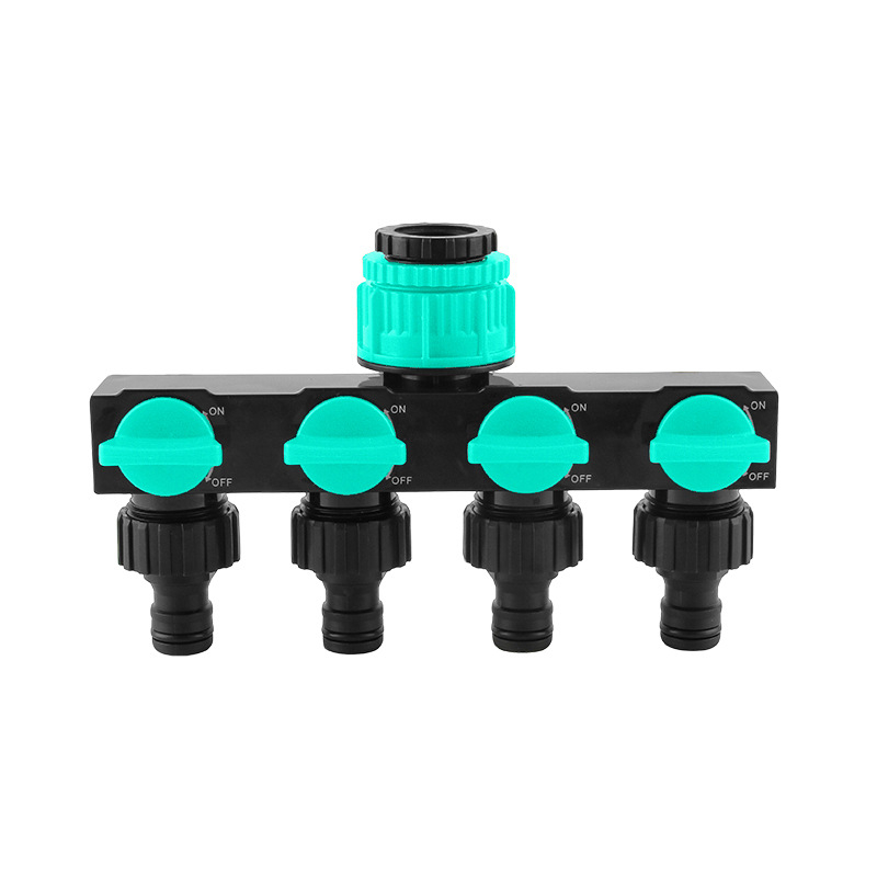 Lexia Διανομέας νερού κήπων με τέσσερις εξόδους και διακόπτη, είσοδος 1, έξοδοι 4, για εξωτερική άρδευση