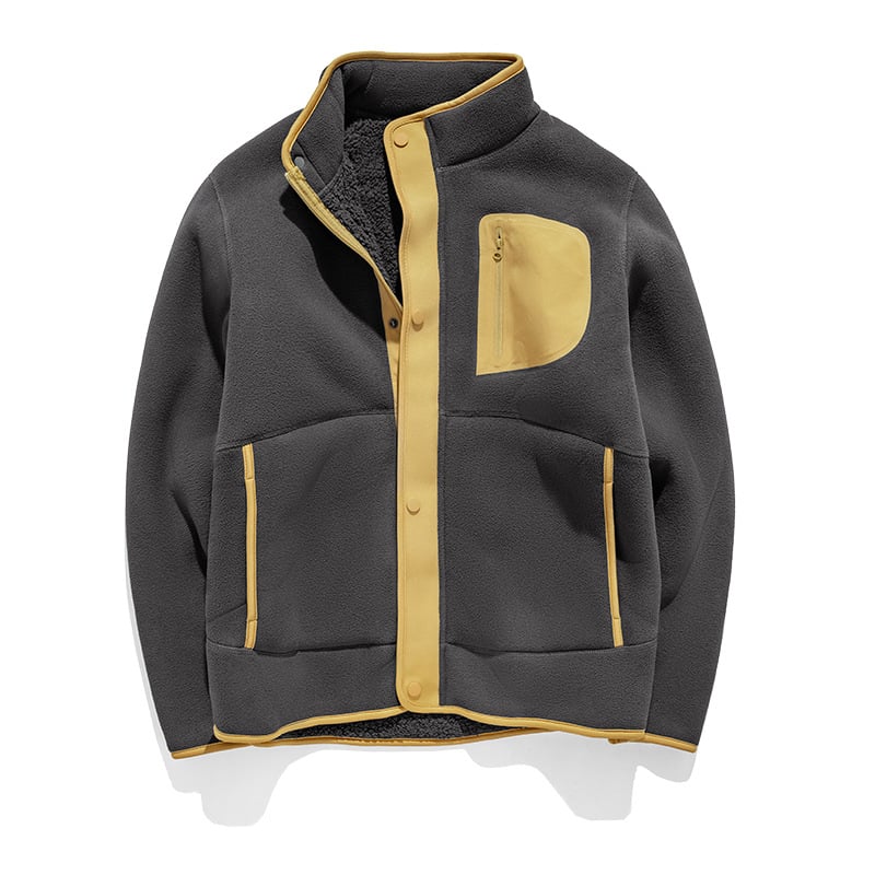 Φλίς μπουφάν unisex, παχιά διπλής όψεως φλίς, πουλόβερ με ψηλό γιακά, 95–100% κασμίρι