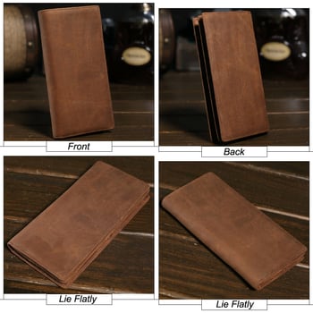 Férfi hosszú valódi bőrből készült pénztárca, felső réteg marhabőrből, modell 9024, poliészter-pamut belső, több kártyatartó rekesz