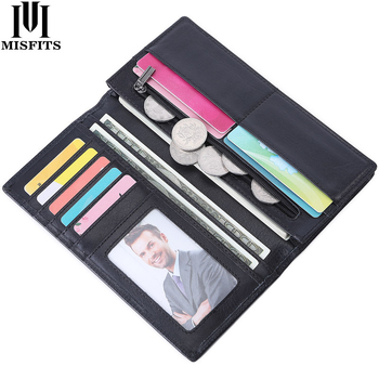 Férfi hosszú valódi bőrből készült pénztárca, felső réteg marhabőrből, modell 9024, poliészter-pamut belső, több kártyatartó rekesz