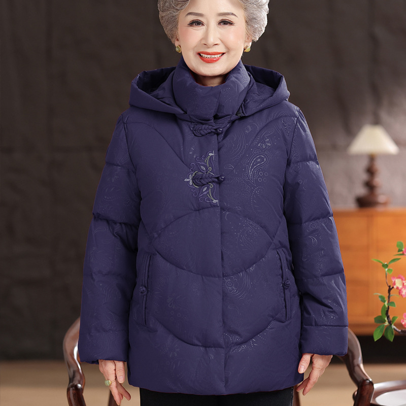 Paltonă damă cu glugă, căptușit cu puf imitatie mătase (Țesătura principală: poliester 30-50%; Umplutură: bumbac imitatie mătase)