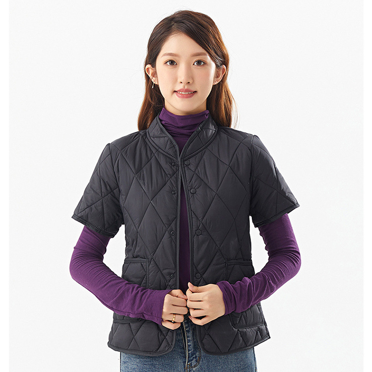 Dámska domáca vesta s výplňou Silk-Cotton, Chenille látka, obsah Spandexu, polo golier, bez rukávov, stredná hrúbka