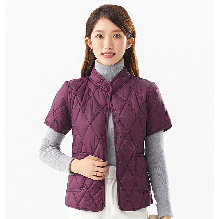 Dámska domáca vesta s výplňou Silk-Cotton, Chenille látka, obsah Spandexu, polo golier, bez rukávov, stredná hrúbka