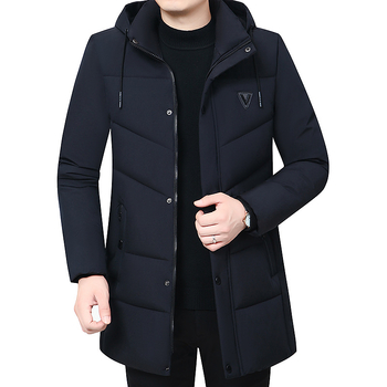 Férfi téli pamut töltött kabát kapucnival, Corduroy külső, Wool fő anyag, Cotton töltet, egy soros gombolás