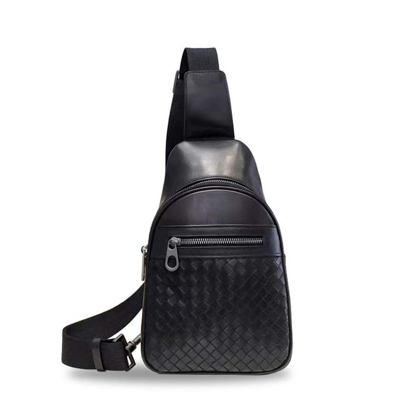 Muška kožna torba za prsa – ručno pletene, vodootporna, ultra lagana, zaštita od krađe, platnena podstava