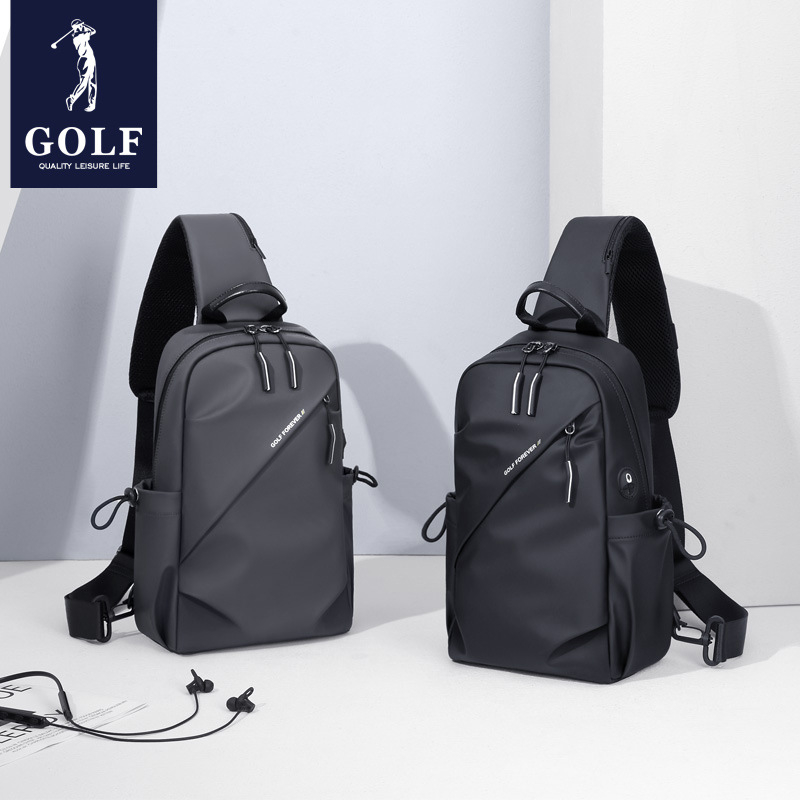 Golf muška prsna torba — gradski stil, tkanina, jednobojni uzorak