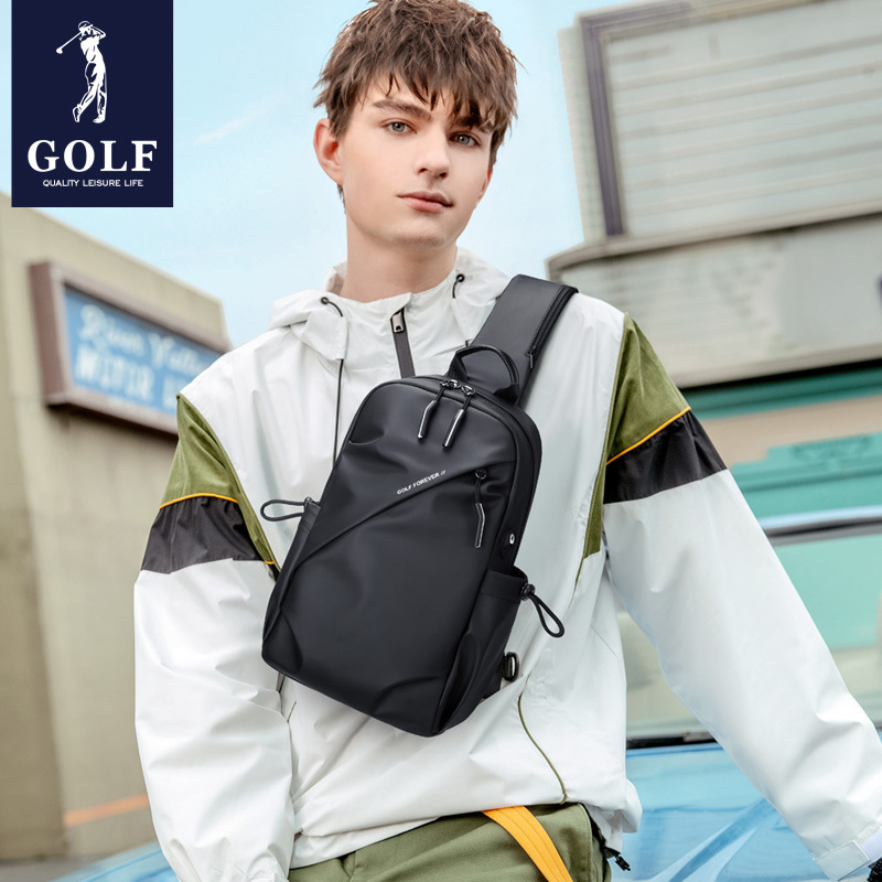 Golf muška prsna torba — gradski stil, tkanina, jednobojni uzorak