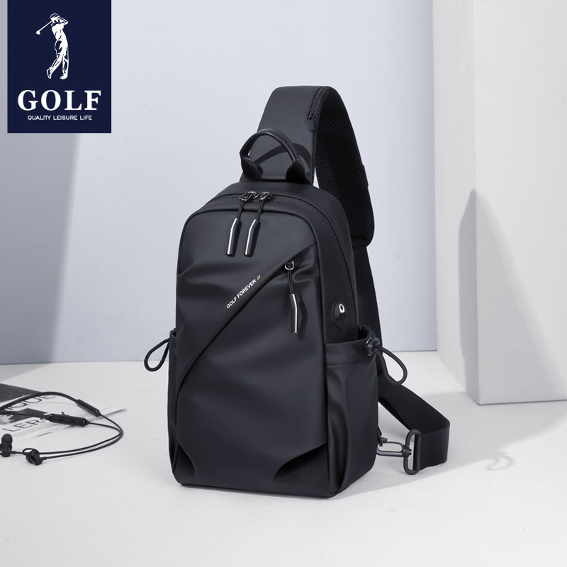 Golf muška prsna torba — gradski stil, tkanina, jednobojni uzorak