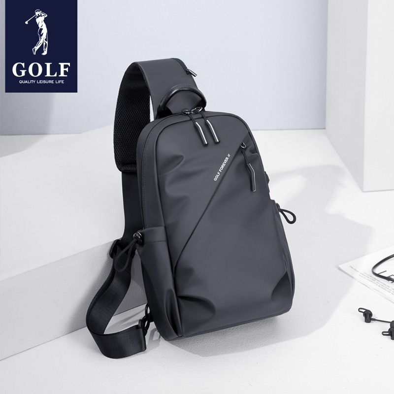Golf muška prsna torba — gradski stil, tkanina, jednobojni uzorak