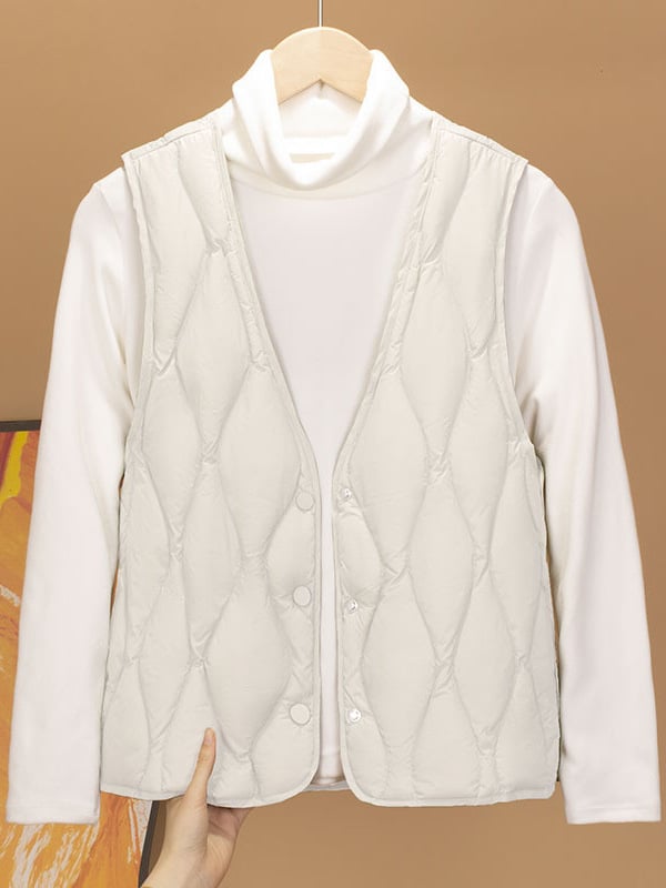 Γυναικείο γιλέκο από πούπουλο, στενή γραμμή, κοντό μήκος, V-λαιμό, μονόμπροστο κούμπωμα, πολυεστερικός εξωτερικός ιστός, πλήρωση πούπουλου 86–90%, χειμερινά ρούχα εργασίας 2024