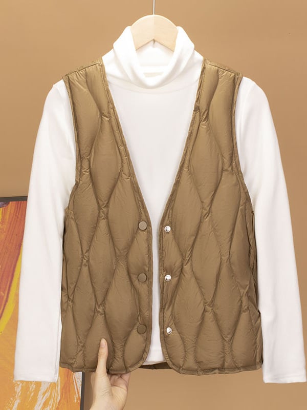 Γυναικείο γιλέκο από πούπουλο, στενή γραμμή, κοντό μήκος, V-λαιμό, μονόμπροστο κούμπωμα, πολυεστερικός εξωτερικός ιστός, πλήρωση πούπουλου 86–90%, χειμερινά ρούχα εργασίας 2024