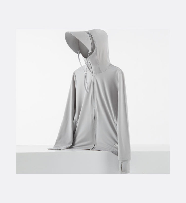 Vanjska jakna s odvojivom kapuljačom, UV zaštita, prozračni ice silk materijal, 93% poliester, 7% spandex, prednji zip i džepovi s zipovima