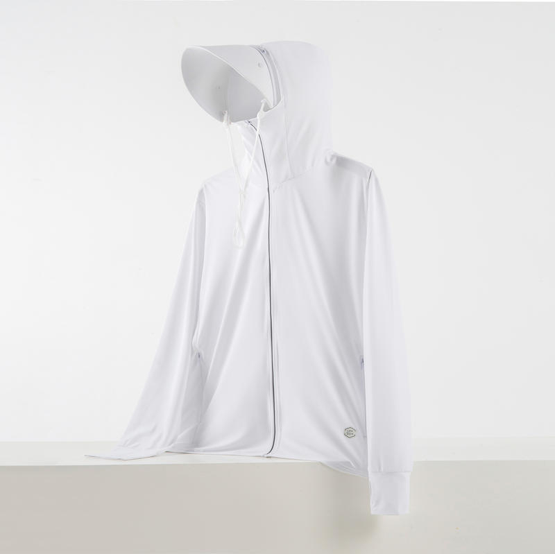 Vanjska jakna s odvojivom kapuljačom, UV zaštita, prozračni ice silk materijal, 93% poliester, 7% spandex, prednji zip i džepovi s zipovima