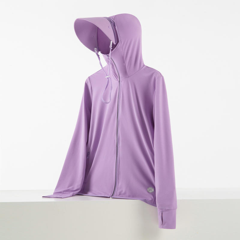 Vanjska jakna s odvojivom kapuljačom, UV zaštita, prozračni ice silk materijal, 93% poliester, 7% spandex, prednji zip i džepovi s zipovima
