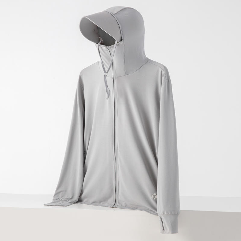 Vanjska jakna s odvojivom kapuljačom, UV zaštita, prozračni ice silk materijal, 93% poliester, 7% spandex, prednji zip i džepovi s zipovima