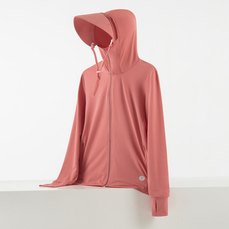 Vanjska jakna s odvojivom kapuljačom, UV zaštita, prozračni ice silk materijal, 93% poliester, 7% spandex, prednji zip i džepovi s zipovima