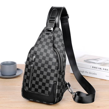 Dusen Kangaroo Muška torba za prsa - PVC, karirani uzorak, Model 6022, crossbody, gradski stil