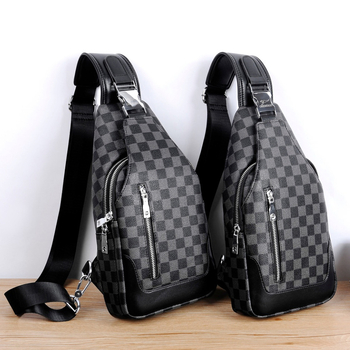 Dusen Kangaroo Muška torba za prsa - PVC, karirani uzorak, Model 6022, crossbody, gradski stil