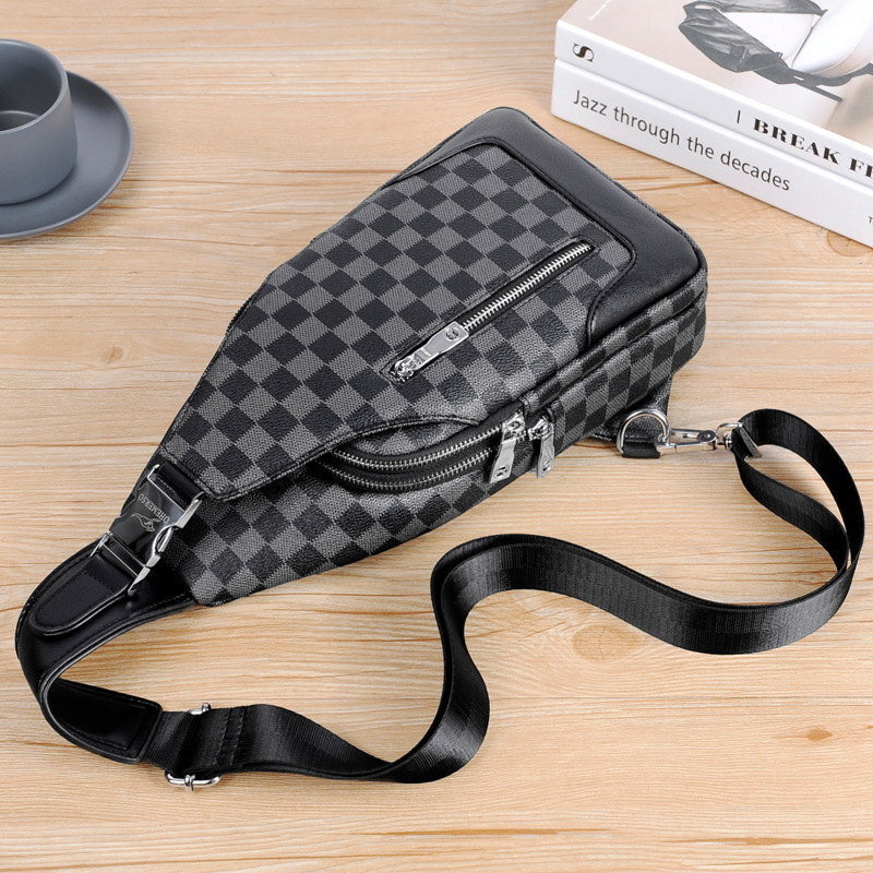 Dusen Kangaroo Muška torba za prsa - PVC, karirani uzorak, Model 6022, crossbody, gradski stil