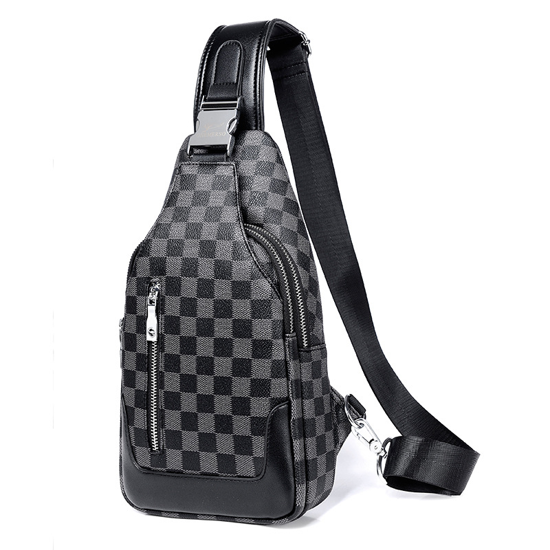 Dusen Kangaroo Muška torba za prsa - PVC, karirani uzorak, Model 6022, crossbody, gradski stil