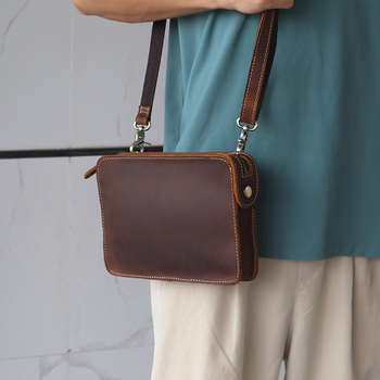 Muški kožni clutch, horizontalni dizajn, vršni sloj teleće kože, otporan na trošenje, podstava od poliester-pamuk