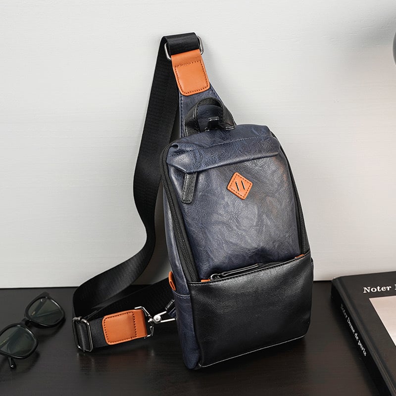 Muška torba za prsa — PU koža, gradski stil, ultra lagana, protiv krađe, podstava od poliestera