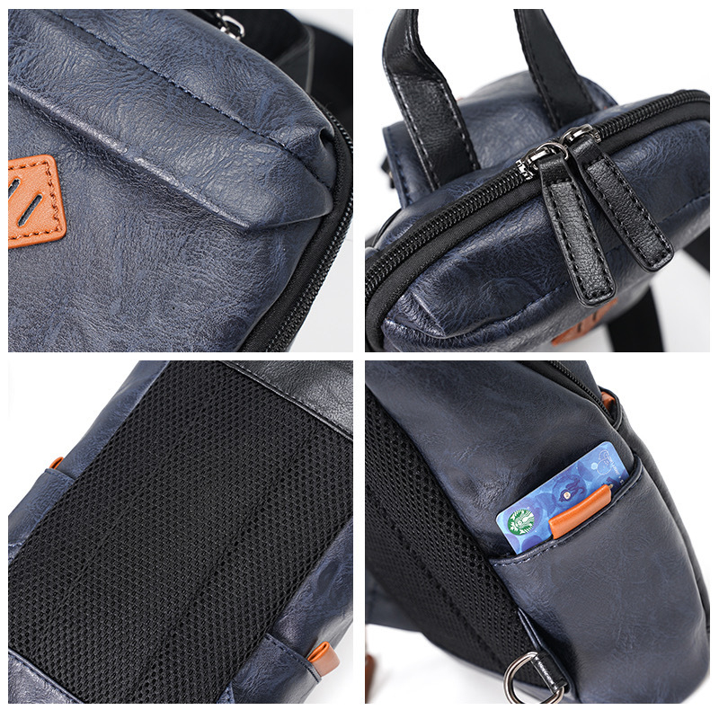 Muška torba za prsa — PU koža, gradski stil, ultra lagana, protiv krađe, podstava od poliestera