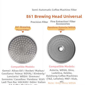 Espresso gép: főzőfej vízelosztó képernyő, szűrő; 304 rozsdamentes acél, modern minimalist design, egyszerű stílus