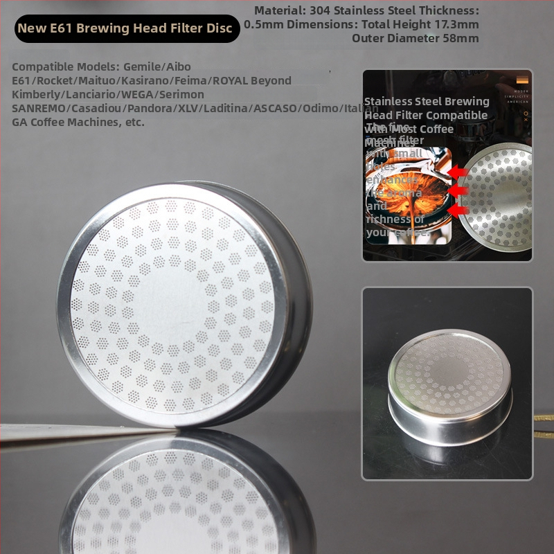 Espresso gép: főzőfej vízelosztó képernyő, szűrő; 304 rozsdamentes acél, modern minimalist design, egyszerű stílus